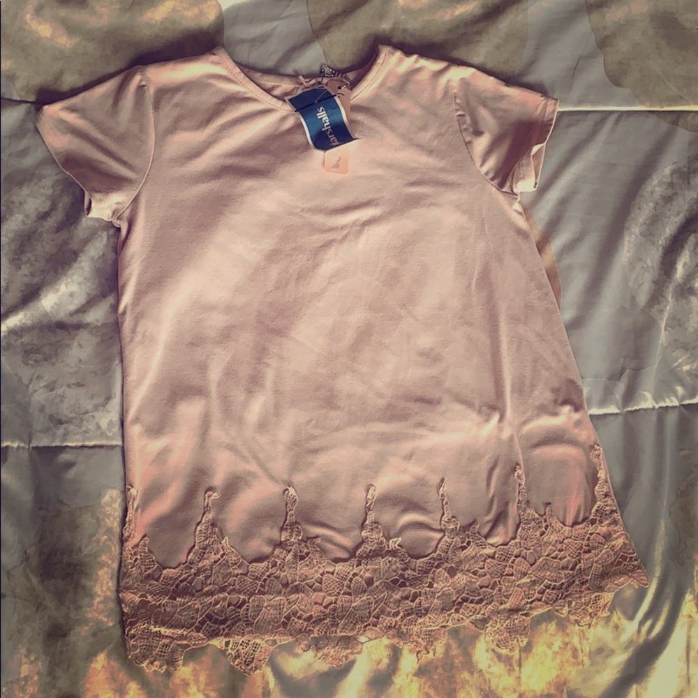 Baby pink lace bottom top/shirt